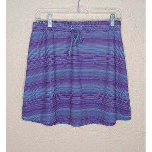 Tehama Athletic Tennis Skirt Medium Purple Striped Zip Pockets Tie Waist Stretch